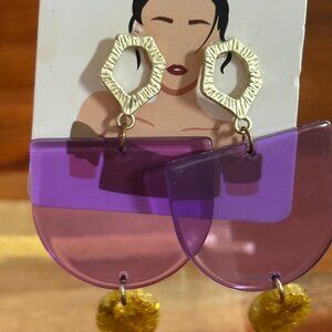 Purple & Gold Dangle Earrings